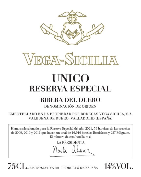 Vega Sicilia Unico Reserva Especial (Venta 2022/23), Ribera del Duero, Spain